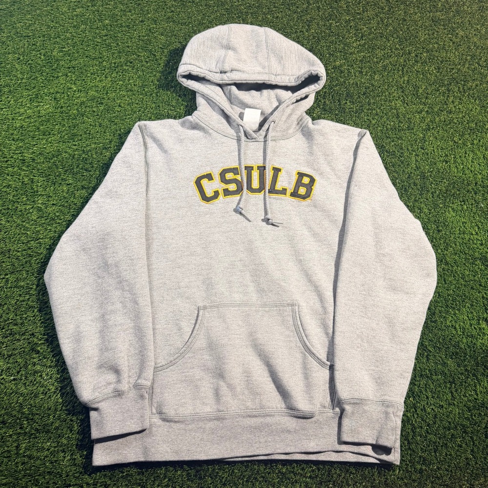 Russell CSULB Long Beach State University Hoodie Gray Pullover Sweatshirt Mens L